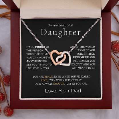 To My Daughter Interlocking Hearts Necklace
