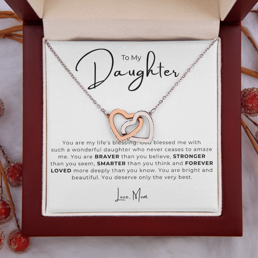To My Daughter Interlocking Hearts Necklace