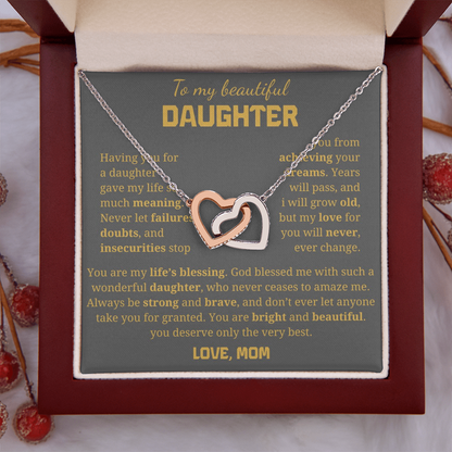 To My Beautiful Daughter Interlocking Hearts Necklace