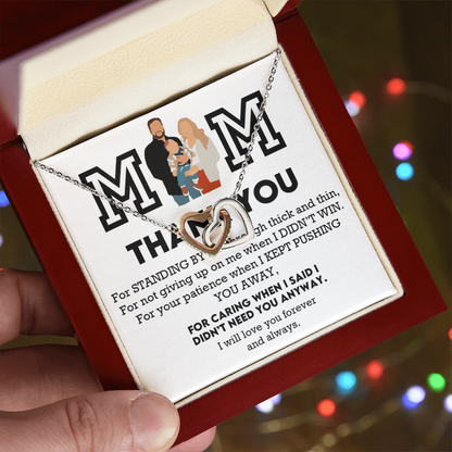 Mom Thank You Interlocking Hearts Necklace