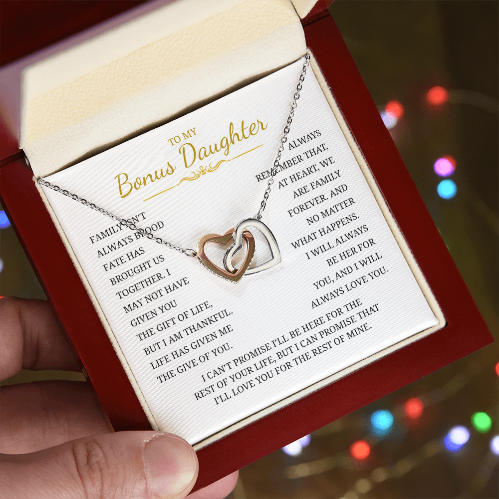 To My Bonus Daughter Interlocking Hearts Necklace