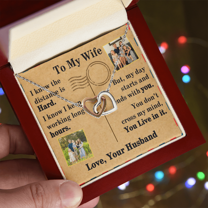 To My Wife Interlocking Hearts Necklace With 2 Photos