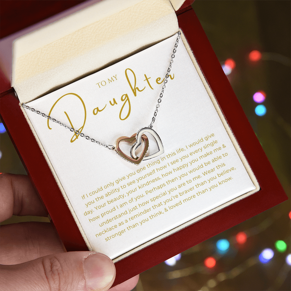 To My Daughter Interlocking Hearts Necklace