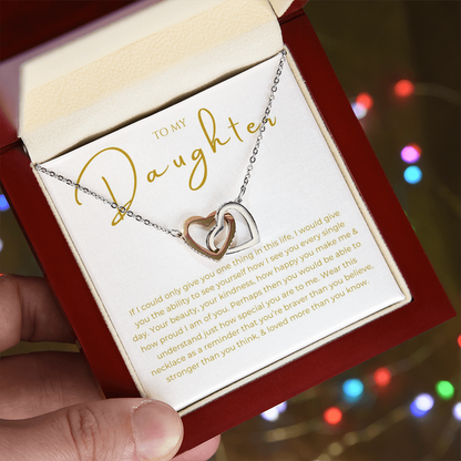 To My Daughter Interlocking Hearts Necklace