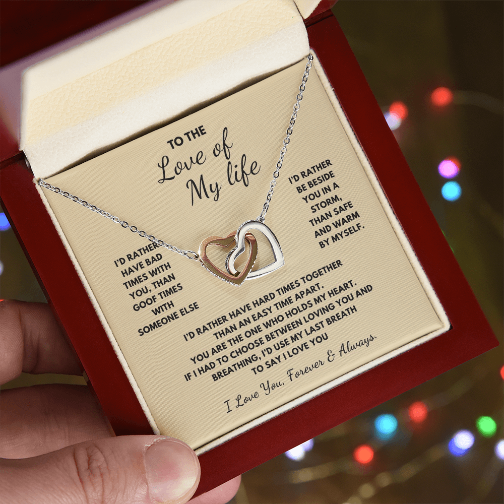 To The Love of My Life  Interlocking Hearts Necklace