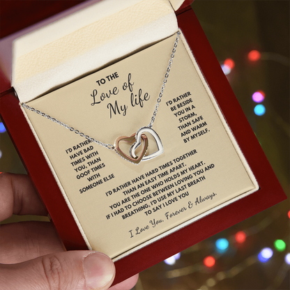 To The Love of My Life  Interlocking Hearts Necklace