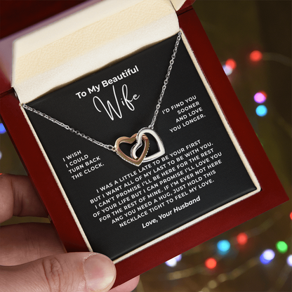 To My Beautiful Wife Interlocking Hearts Necklace