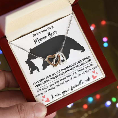 Mama Bear Interlocking Hearts Necklace
