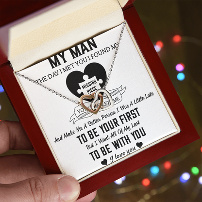 To My Man Interlocking Hearts Necklace