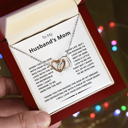 To My Husband's Mom Interlocking Hearts Necklace