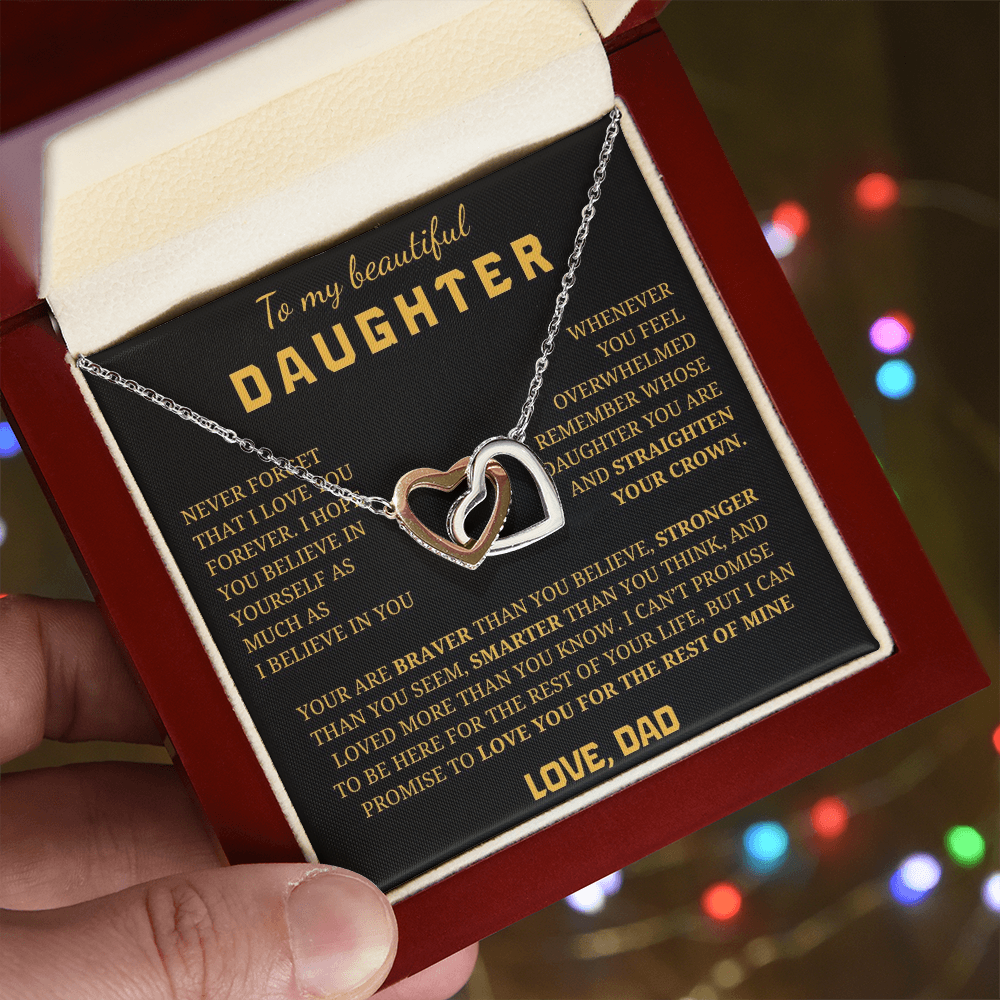 To My Beautiful Daughter Interlocking Hearts Necklace