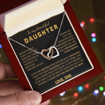To My Beautiful Daughter Interlocking Hearts Necklace