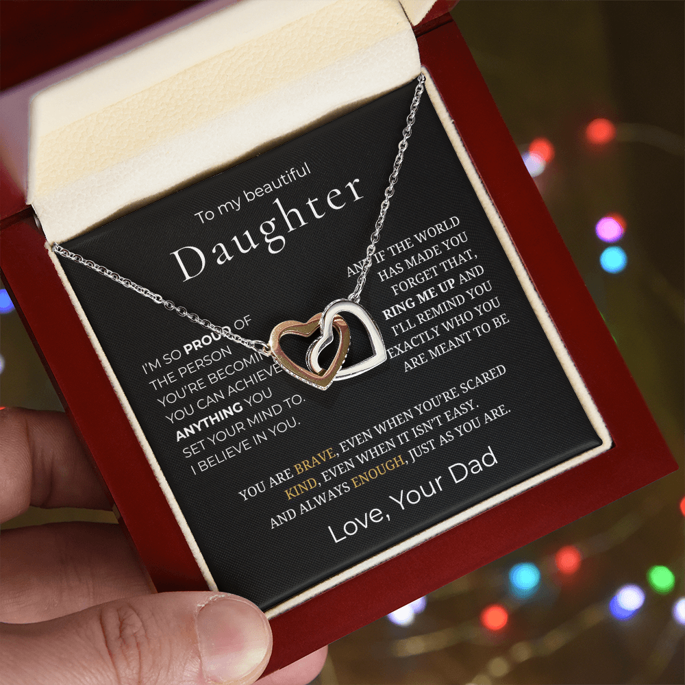To My Daughter Interlocking Hearts Necklace
