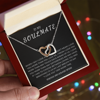 To My Soulmate Interlocking Hearts Necklace