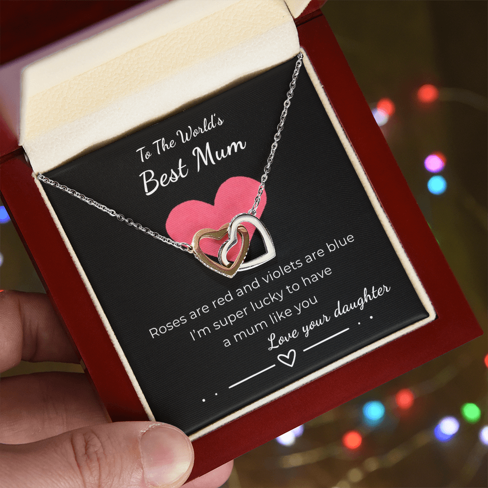 To The World's Best Mom Interlocking Hearts Necklace