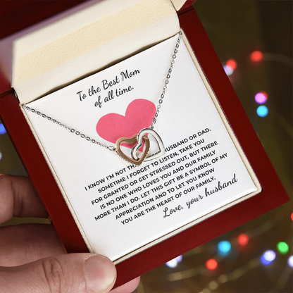 To The Best Mom of All Time Interlocking Hearts Necklace