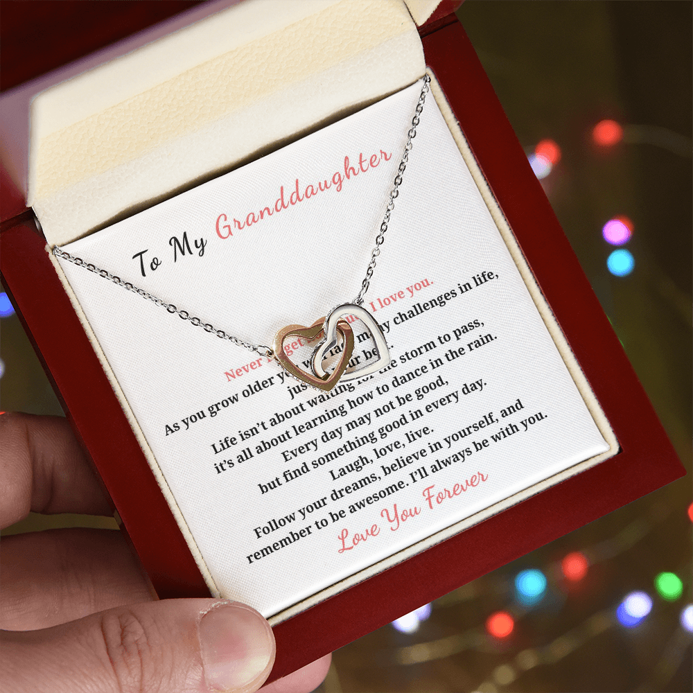 To My Granddaughter Interlocking Hearts Necklace