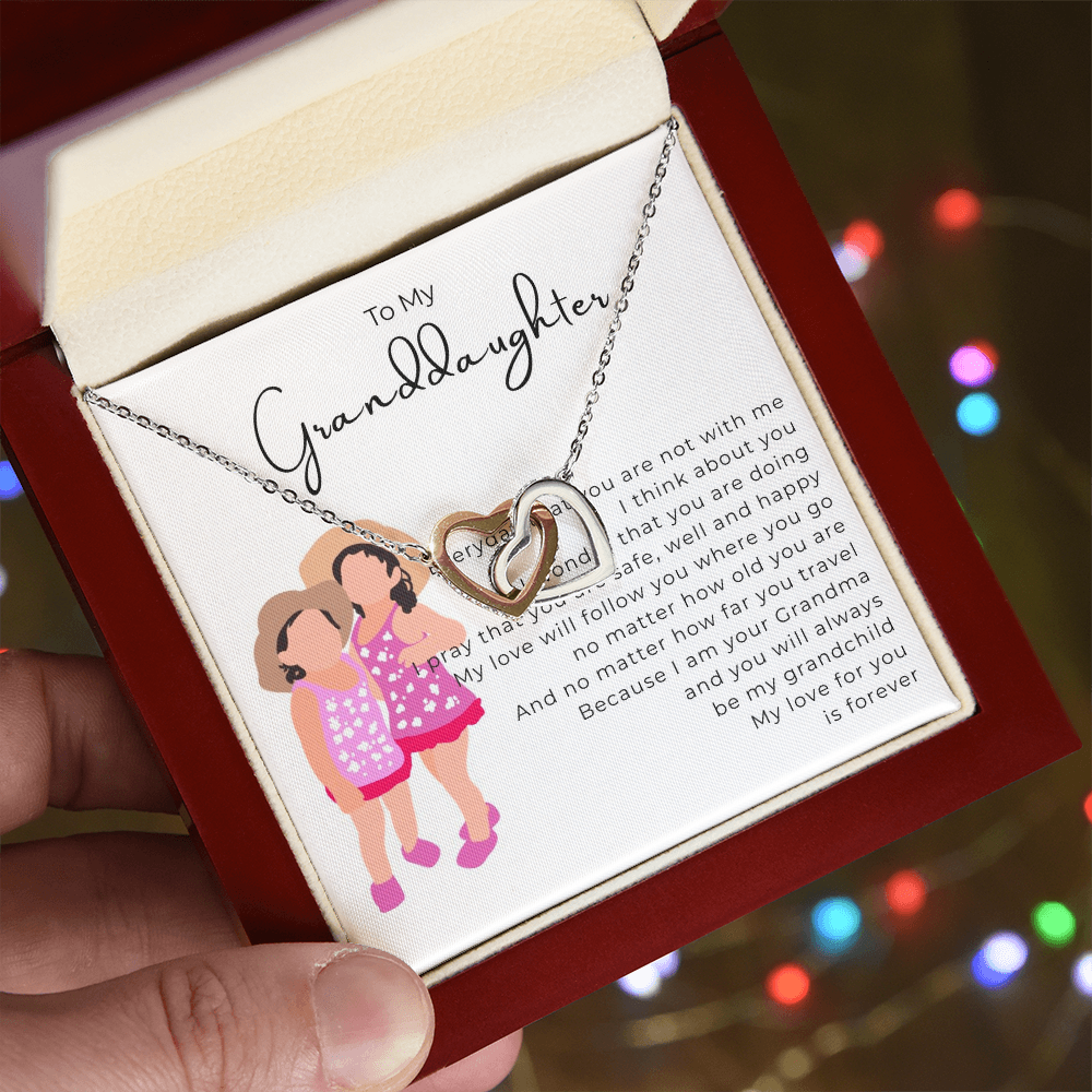 To My Granddaughter Interlocking Hearts Necklace