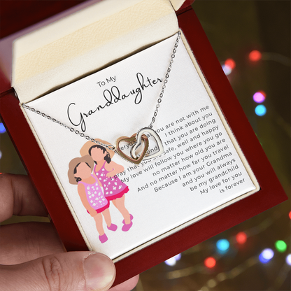 To My Granddaughter Interlocking Hearts Necklace