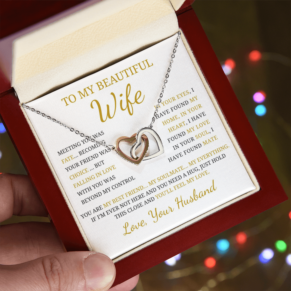To My Beautiful Wife  Interlocking Hearts Necklace
