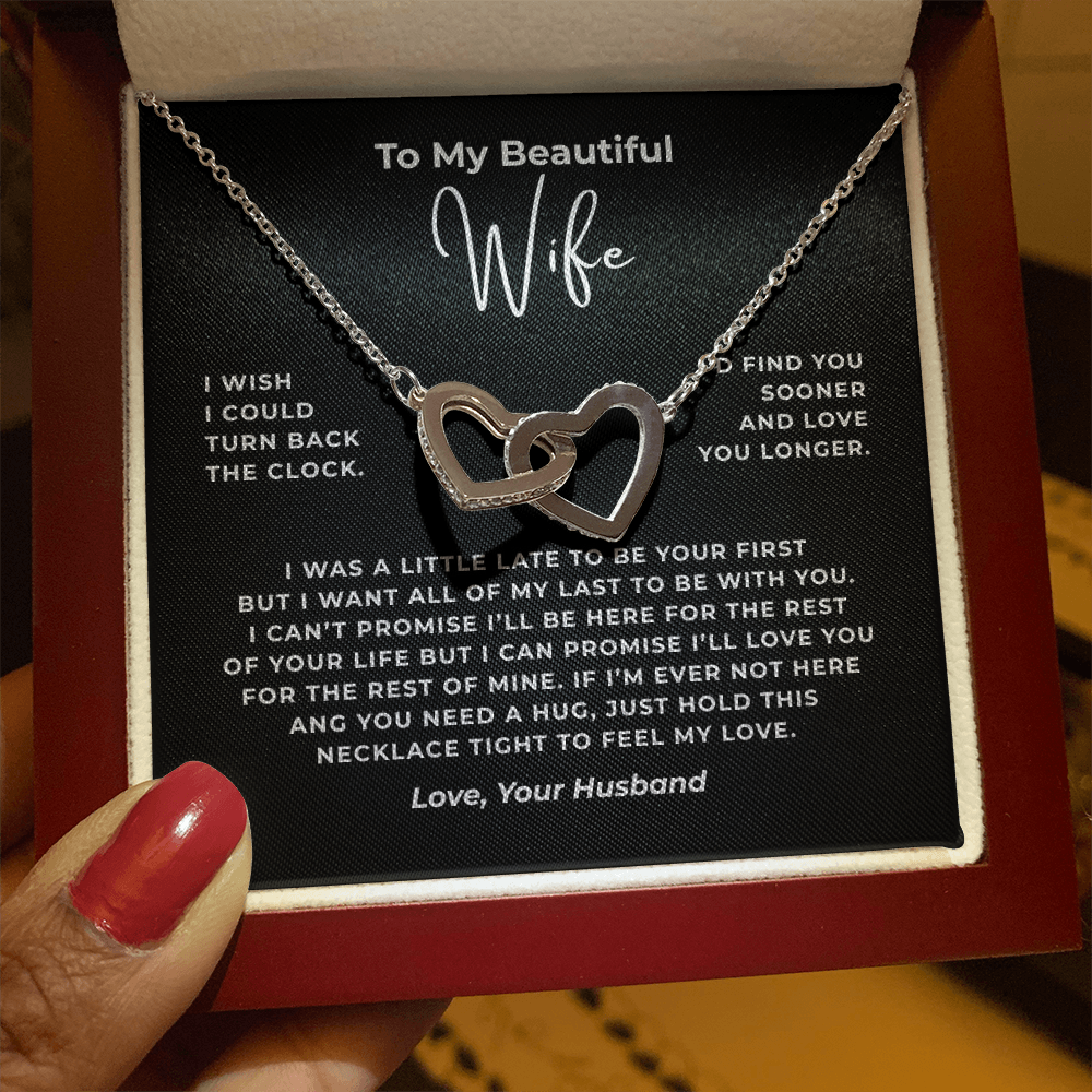 To My Beautiful Wife Interlocking Hearts Necklace