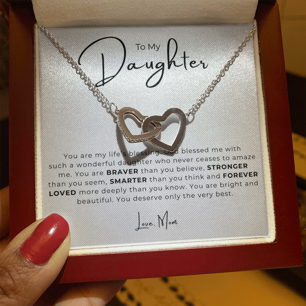 To My Daughter Interlocking Hearts Necklace