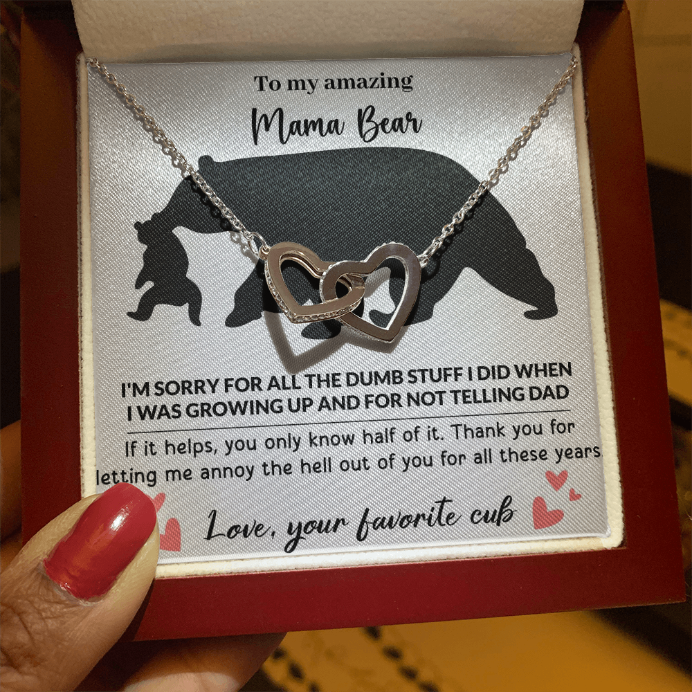 Mama Bear Interlocking Hearts Necklace