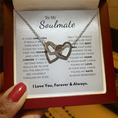 To My Soulmate Interlocking Hearts Necklace