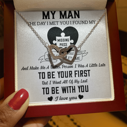 To My Man Interlocking Hearts Necklace