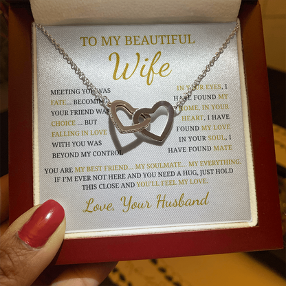 To My Beautiful Wife  Interlocking Hearts Necklace