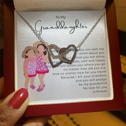 To My Granddaughter Interlocking Hearts Necklace