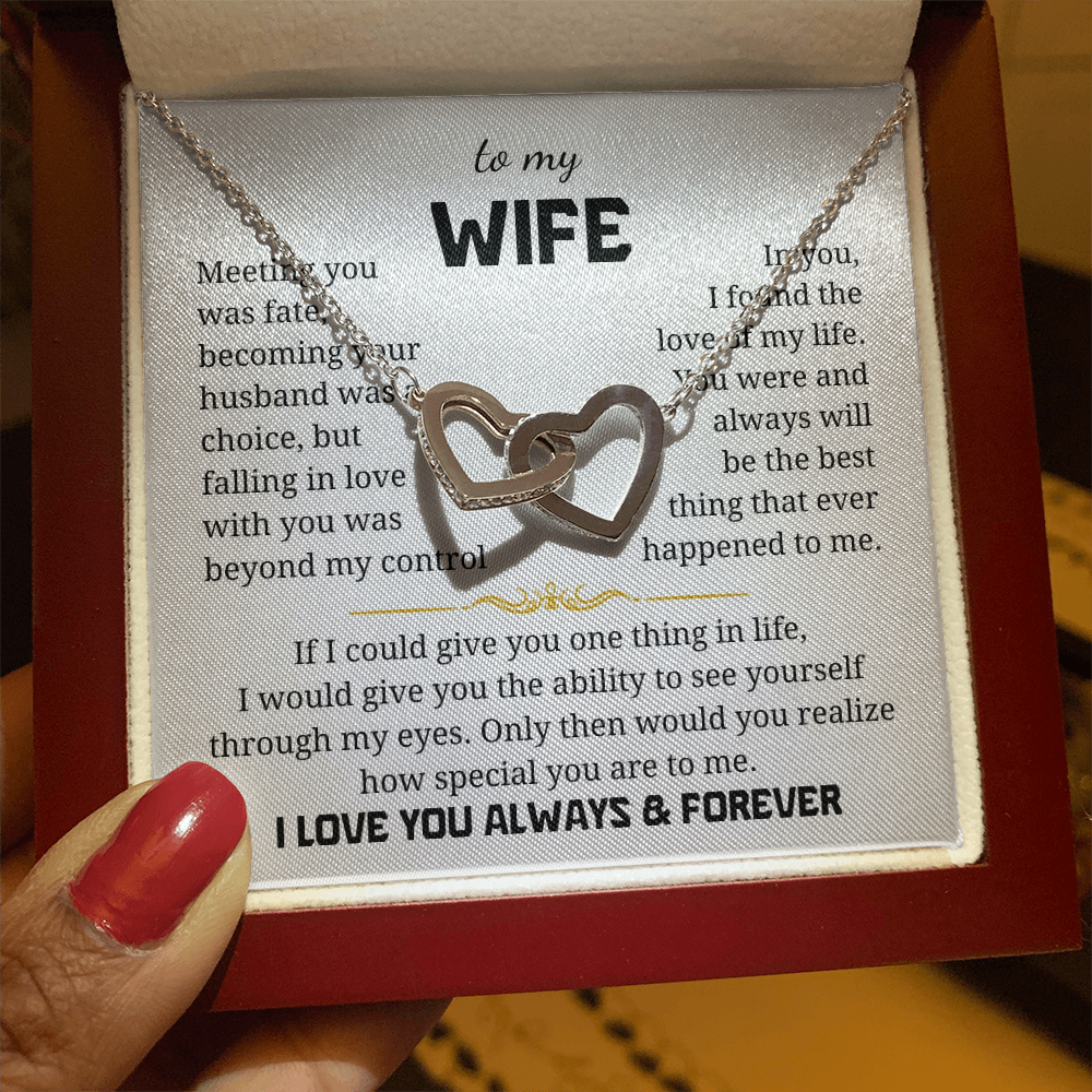 To My Wife Interlocking Hearts Necklace