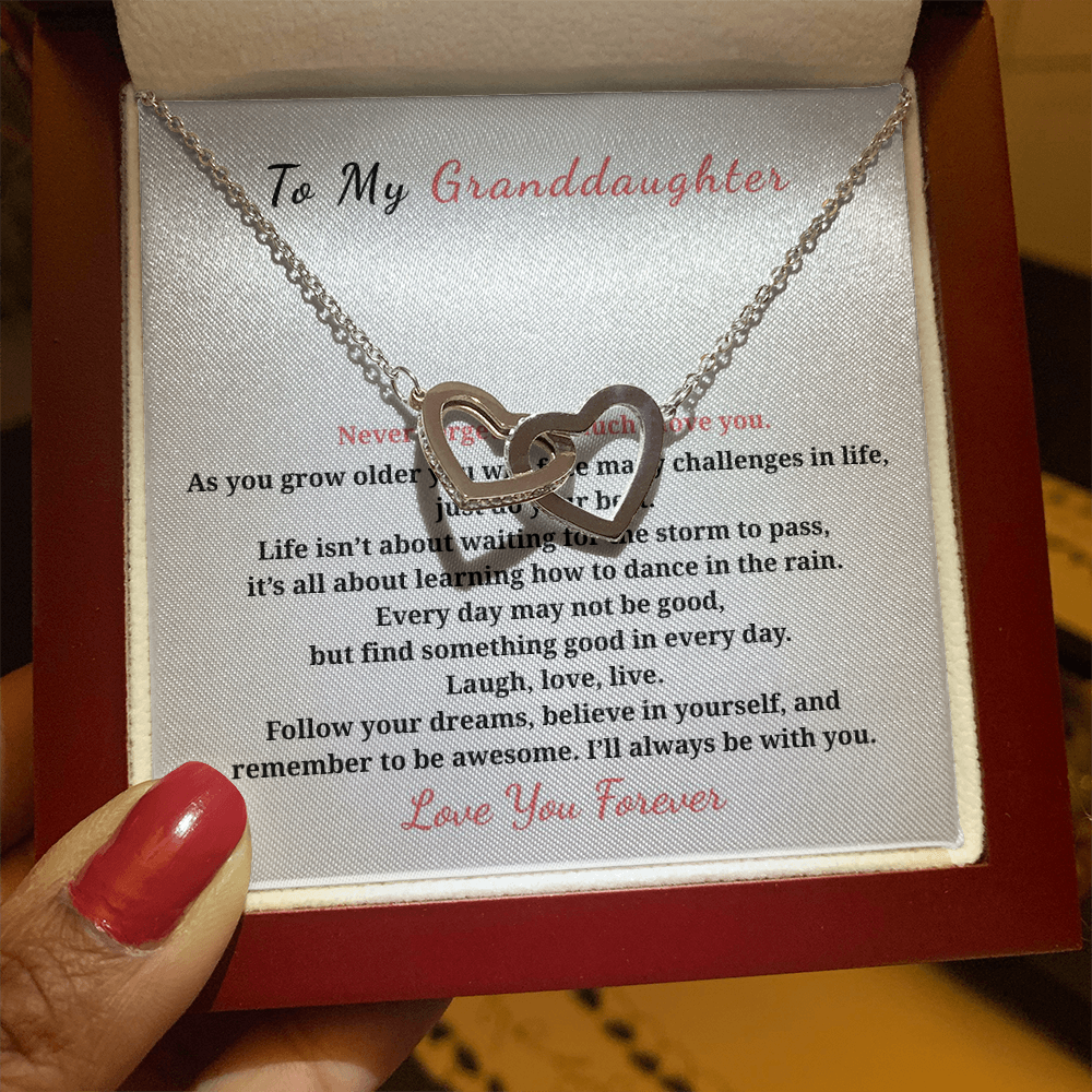 To My Granddaughter Interlocking Hearts Necklace