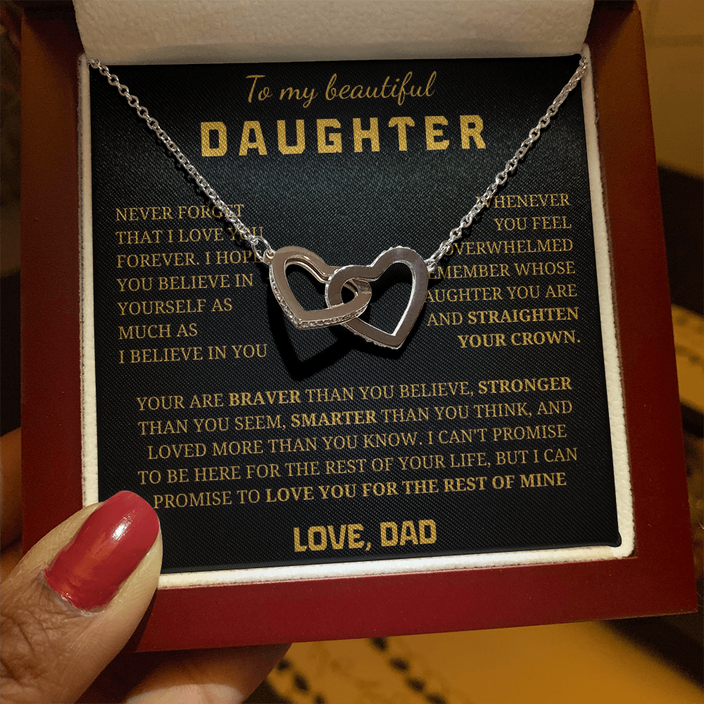 To My Beautiful Daughter Interlocking Hearts Necklace