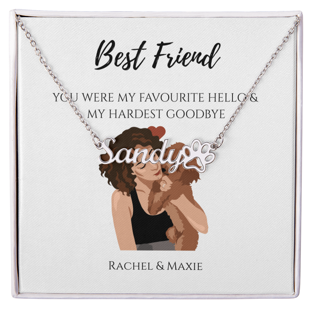 Personalized Paw Print Name Necklace