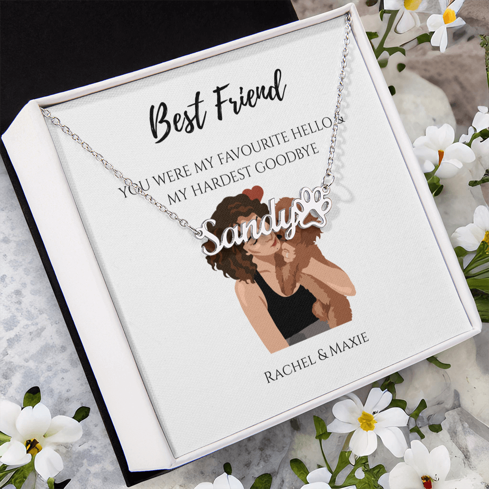 Personalized Paw Print Name Necklace