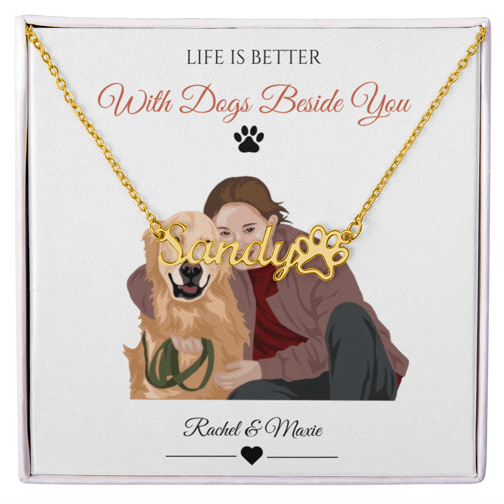 Custom Paw Print Name Necklace