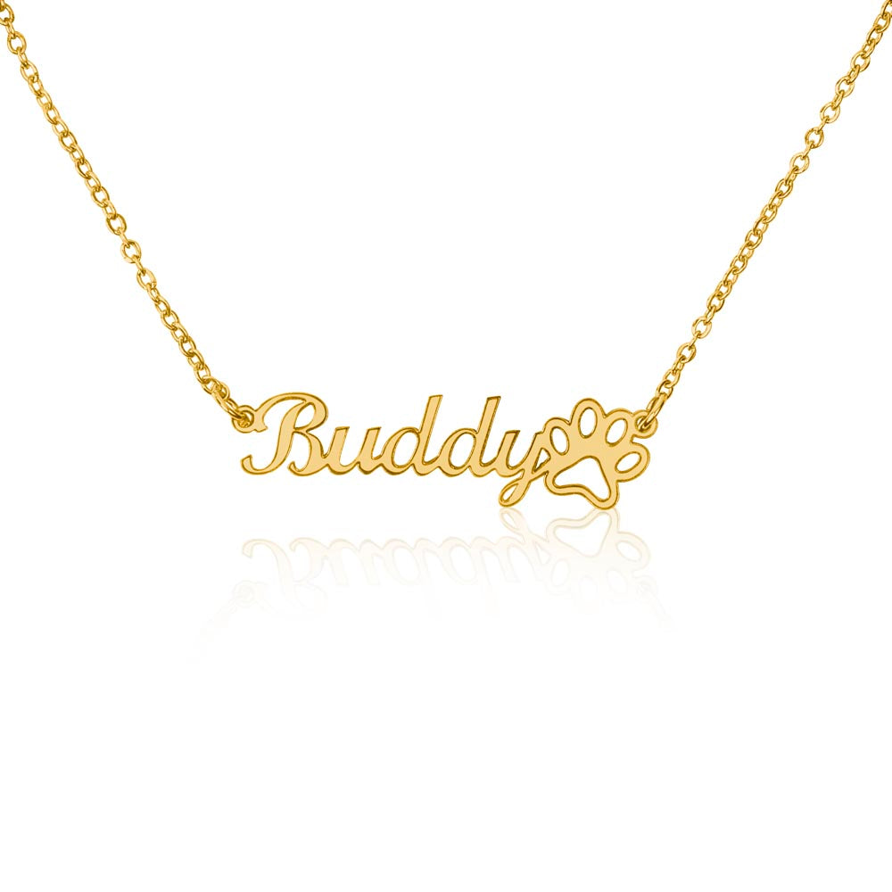 Custom  Paw Print Name Necklace