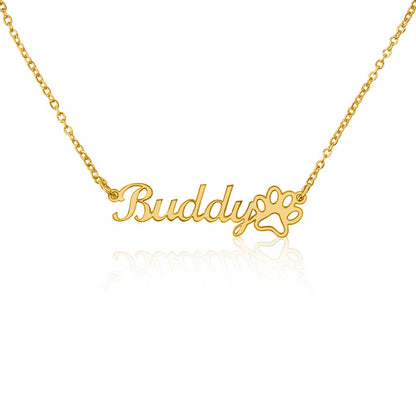 Custom  Paw Print Name Necklace