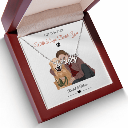 Custom Paw Print Name Necklace