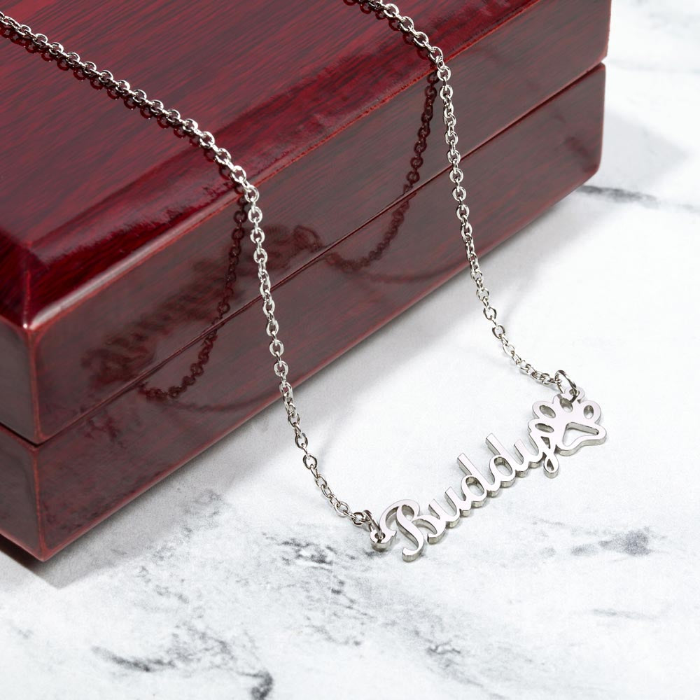 Custom Paw Print Name Necklace