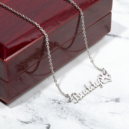 Custom Paw Print Name Necklace