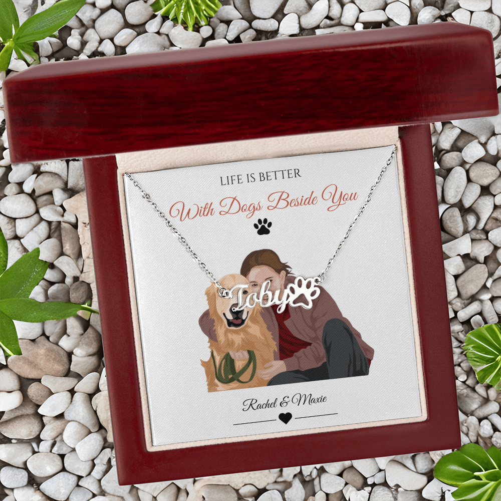 Custom Paw Print Name Necklace
