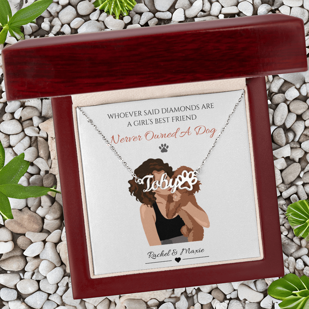 Custom  Paw Print Name Necklace