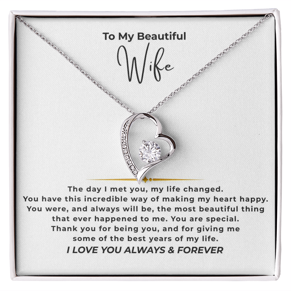 To My Beautiful Wife Interlocking Hearts Necklace