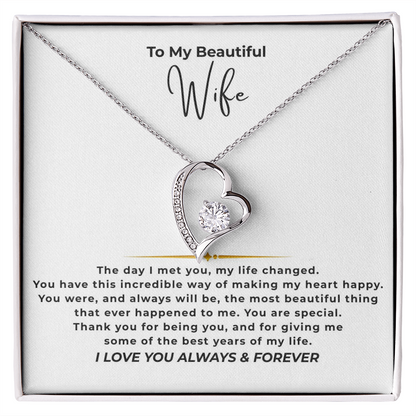 To My Beautiful Wife Interlocking Hearts Necklace