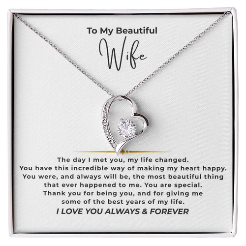 To My Beautiful Wife Interlocking Hearts Necklace