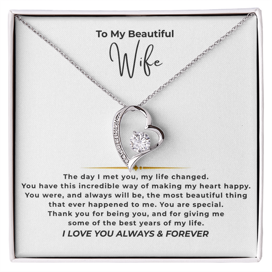 To My Beautiful Wife Interlocking Hearts Necklace
