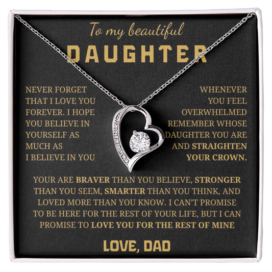 To My Beautiful Daughter  Forever Love Necklace