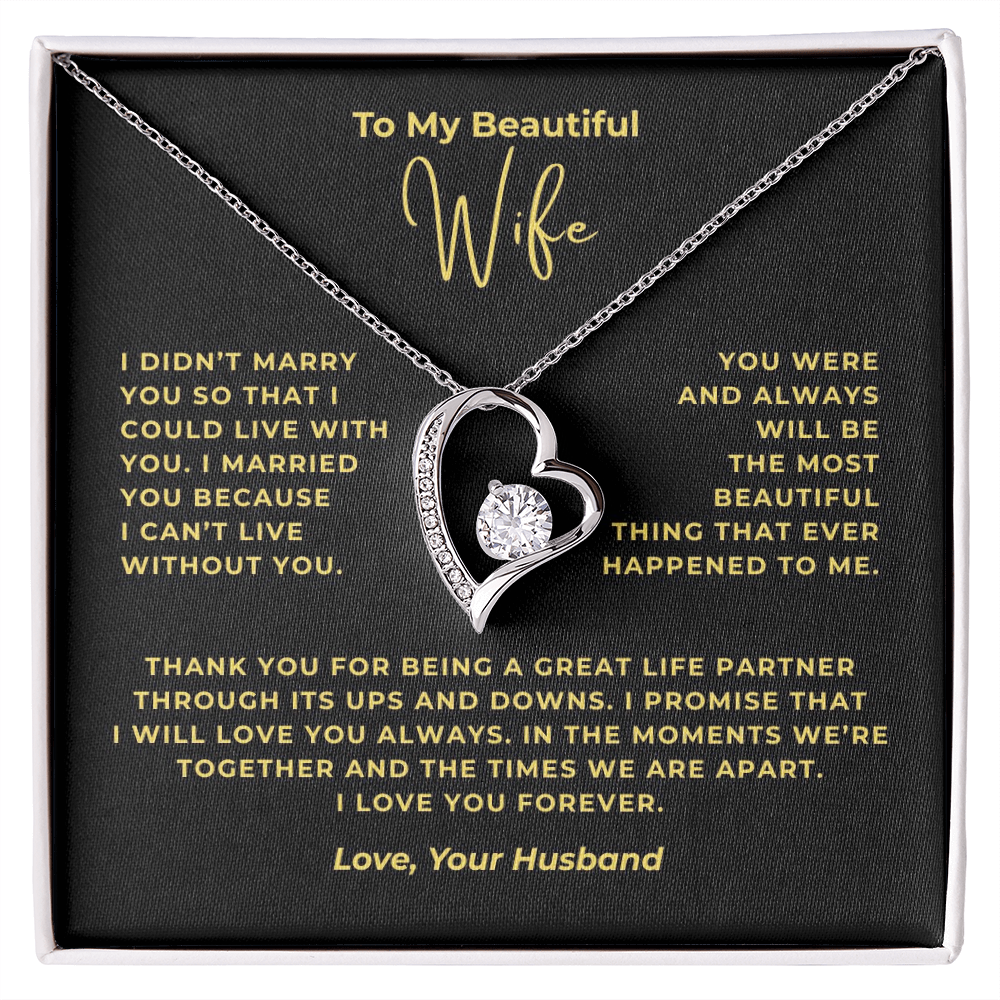 To My Beautiful Wife Interlocking Hearts Necklace